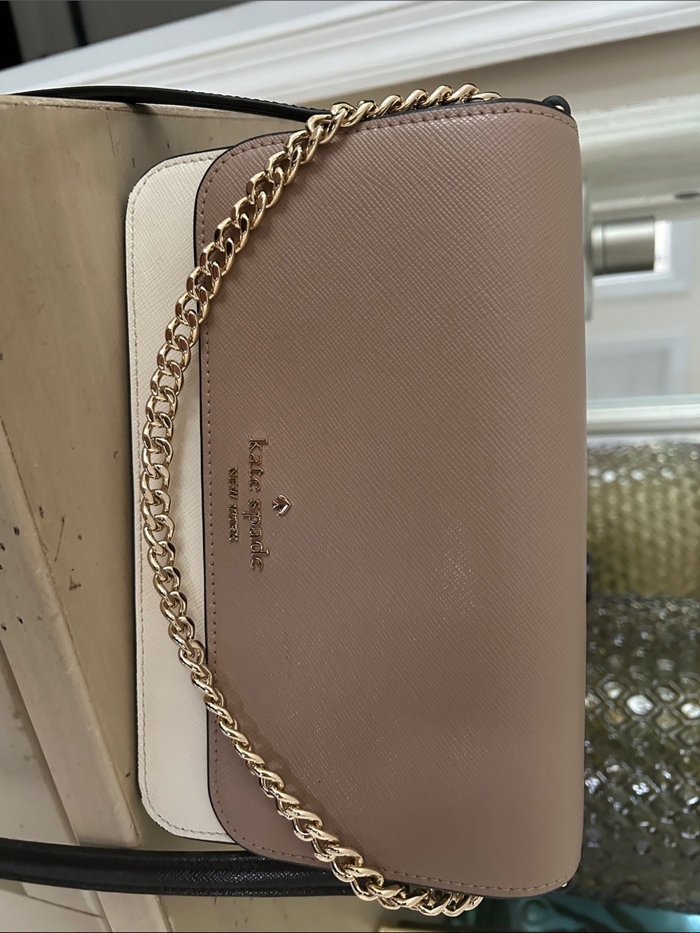 Kate Spade Two-Tone Brown & Cream - gold Chain Strap Crossbody - Picture 12 of 12